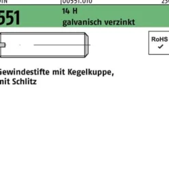 Gewindestift DIN 551 Kegelkuppe/Schlitz M6x50 14 H galv.verz. 100St.