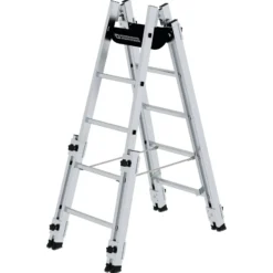 Günzburger Steigtechnik Aluminium Stehleiter 2x5 Sprossen treppengängig - 033510