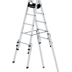 Günzburger Steigtechnik Aluminium Stehleiter 2x5 Sprossen treppengängig - 033510