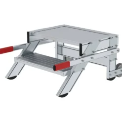 Günzburger Steigtechnik Arbeitspodest fahrbar Stufenbreite 600 mm Aluminium geriffelt 2 Stufen - 050011