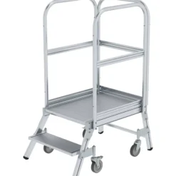 Günzburger Steigtechnik Podesttreppe einseitig begehbar mit Federrolle Aluminium geriffelt 2 Stufen - 050102