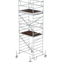 Günzburger Steigtechnik Rollgerüst 1,35 x 1,8 m mit Fahrbalken & Doppel-Plattform Plattformhöhe 4,45 m - 173436