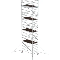 Günzburger Steigtechnik Rollgerüst 1,35 x 2,45 m mit Ausleger & Doppel-Plattform Plattformhöhe 8,35 m - 168836