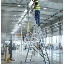 Günzburger Steigtechnik Stufen-Mehrzweckleiter 3tlg. mit nivello-Traverse 3 x 6 Stufen - 033318