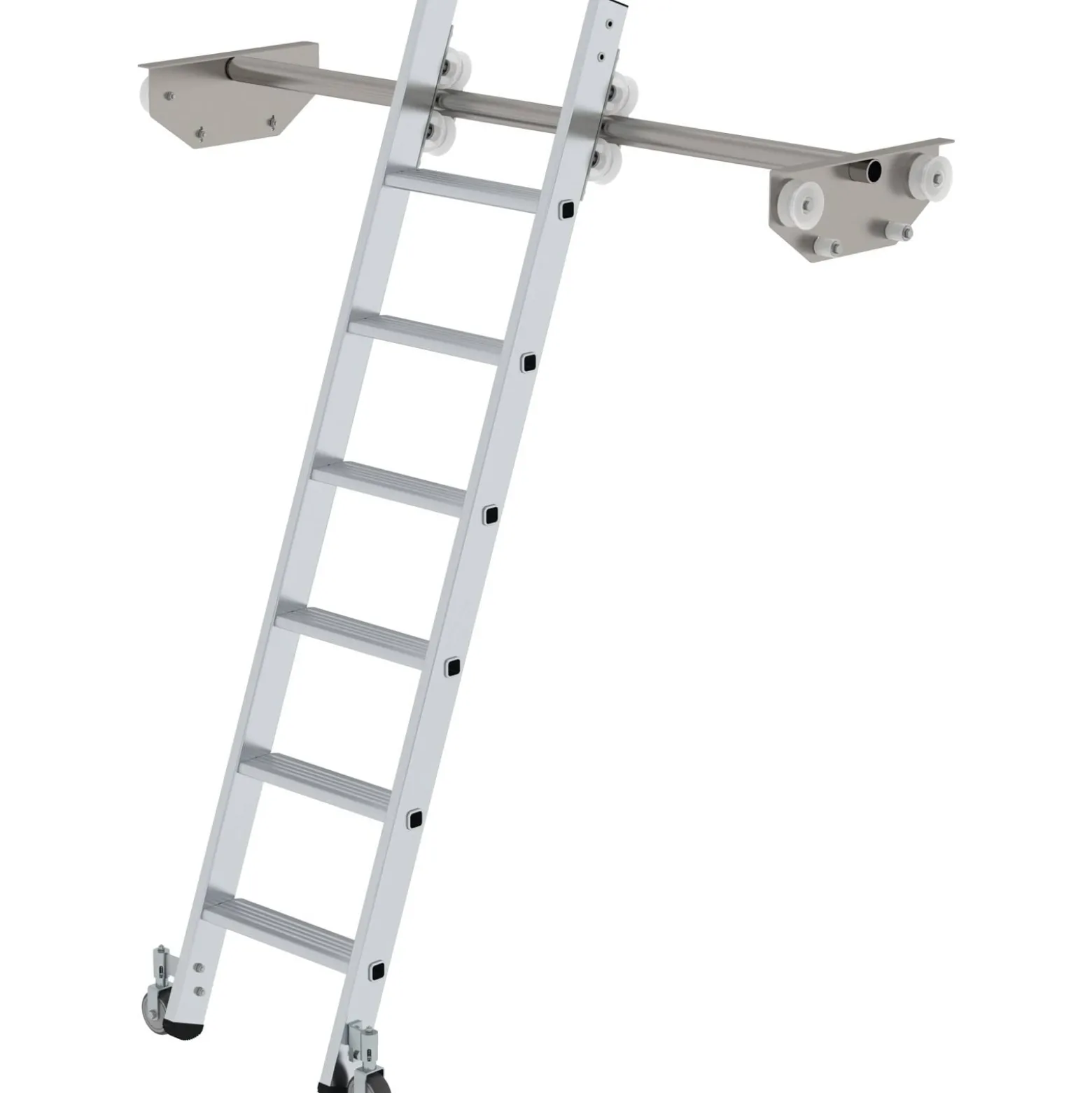 Günzburger Steigtechnik Stufen-Regalleiter fahrbar für Doppelregal 6 Stufen - 044606