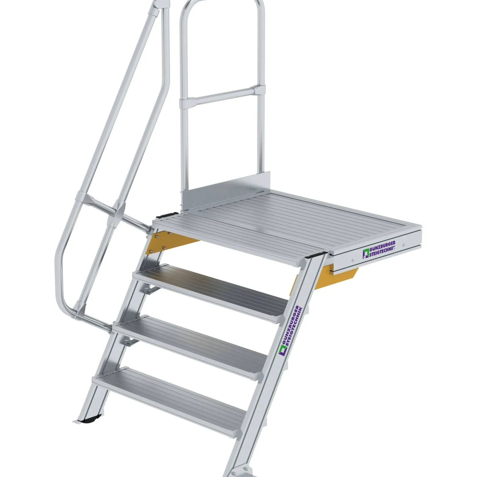 Günzburger Steigtechnik Treppe mit Plattform 60° Stufenbreite 1.000 mm 4 Stufen Aluminium geriffelt - 600404