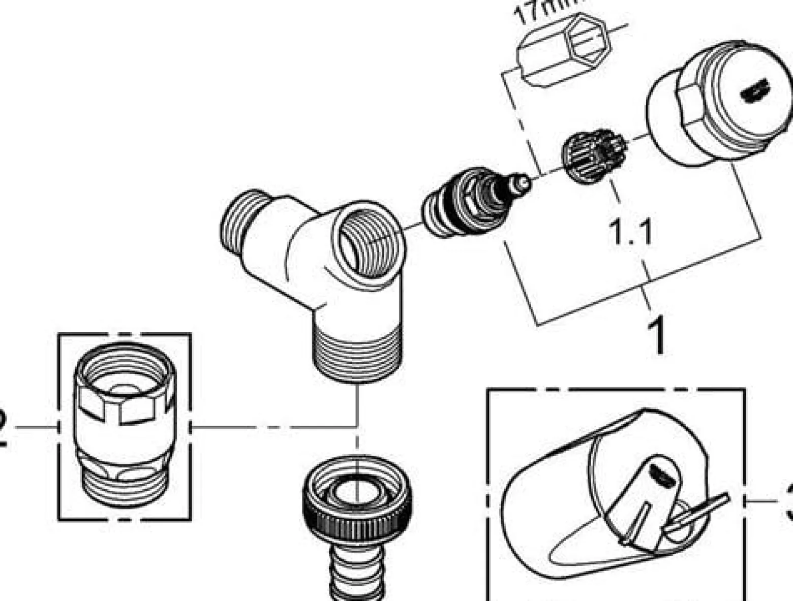 GROHE WAS-Anschlussventil 41010 DN15 Schrägsitz Design-Griff mit RV chrom