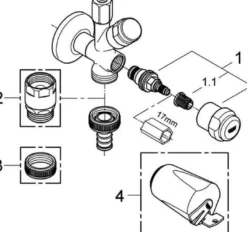 GROHE WAS-Kombieckventil 41073 Design-Gr. DN15 mit Rückflussverh. chrom