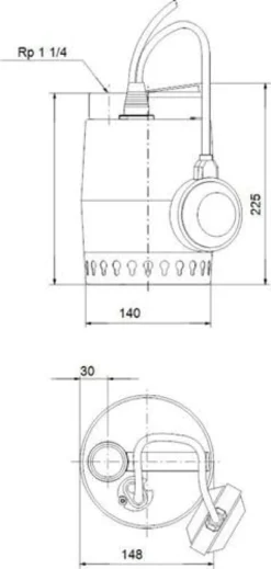 GRUNDFOS Kellerentwässerungsp. Unilift KP250-A1,1_1/4in1x230V0,5kW5mK.