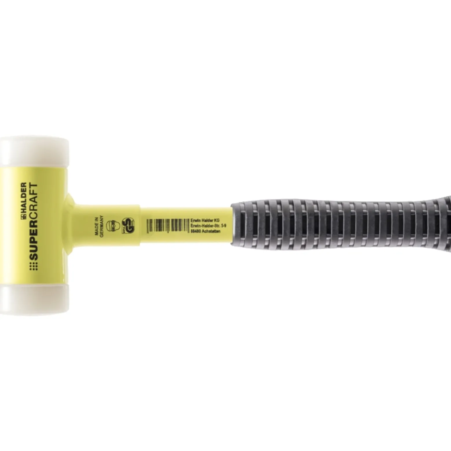 Halder SUPERCRAFT-Schonhammer rückschlagfrei mit bruchsicherem Stahlrohrstiel gelb lackiert Ø 50 mm Nylon - 3377.150