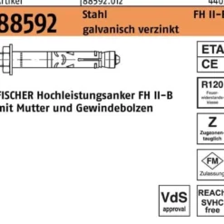 Hochleistungsanker R 88592 FH II 10/10 B Stahl galv.verz. 50St. FISCHER