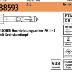 Hochleistungsanker R 88593 FH II 15/10 S A 4 50 Stück FISCHER