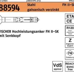 Hochleistungsanker R 88594 FH II 15/15 SK Stahl galv.verz. 25St. FISCHER
