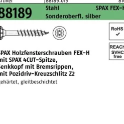 Holzfensterschraube R 88189 Seko Bremsrippen PZ 4x40-Z Sta silber 1000St. SPAX