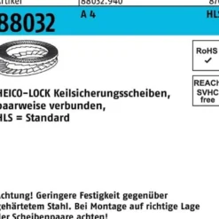 Keilsicherungsscheibe R 88032 HLS-10S A 4 geklebt 200 Stück HEICO
