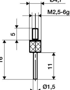 KÄFER Messeins.D.1,5mm L.30mm Stift M2,5 STA z.Messuhren - 62086