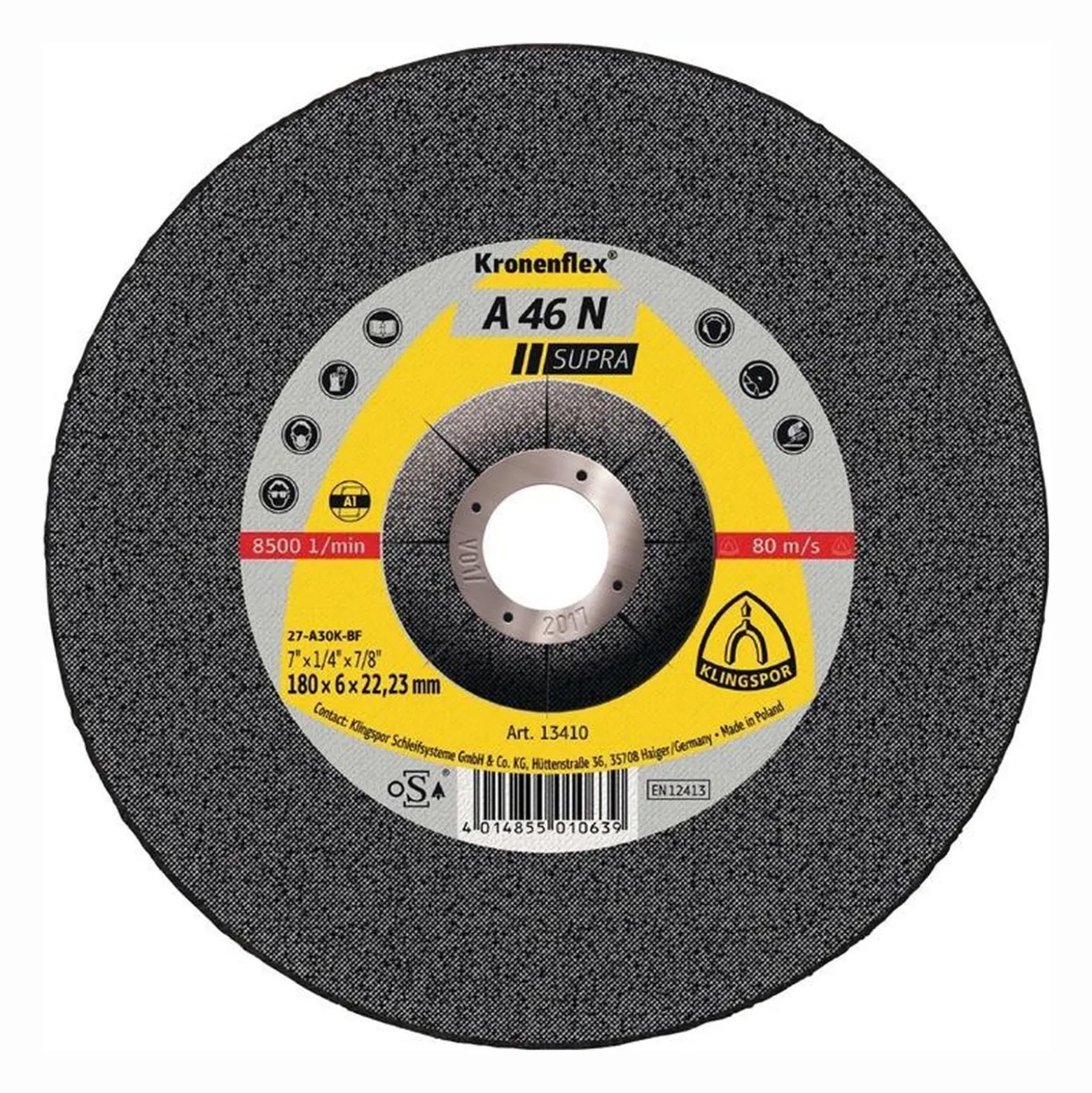 KLINGSPOR Schruppscheibe A 46 N Supra D 125 x S 6 mm - 2226