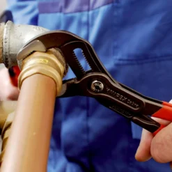 Knipex Cobra® mit Befestigungsöse grau atramentiert, mit Mehrkomponenten-Hüllen, mit integrierter Befestigungsöse zum Anbringen einer Absturzsicherung 250 mm - 8702250TBK