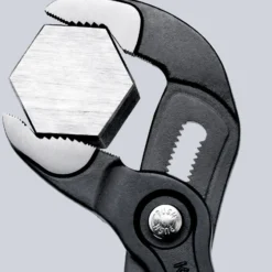 Knipex Cobra® mit Befestigungsöse grau atramentiert, mit Mehrkomponenten-Hüllen, mit integrierter Befestigungsöse zum Anbringen einer Absturzsicherung 250 mm - 8702250TBK