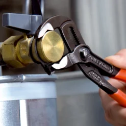 Knipex Cobra® mit Befestigungsöse grau atramentiert, mit Mehrkomponenten-Hüllen, mit integrierter Befestigungsöse zum Anbringen einer Absturzsicherung 250 mm - 8702250TBK