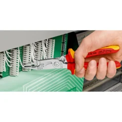 Knipex Elektro-Installationszg.Befestigungsöse verchromt, isoliert mit Mehrkomponenten-Hüllen, VDE-geprüft; mit integrierter isolierter Befestigungsöse zum Anbringen einer Absturzsicherung 200 mm - 1396200TBK