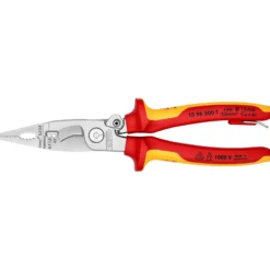 Knipex Elektro-Installationszg.Befestigungsöse verchromt, isoliert mit Mehrkomponenten-Hüllen, VDE-geprüft; mit integrierter isolierter Befestigungsöse zum Anbringen einer Absturzsicherung 200 mm - 1396200TBK