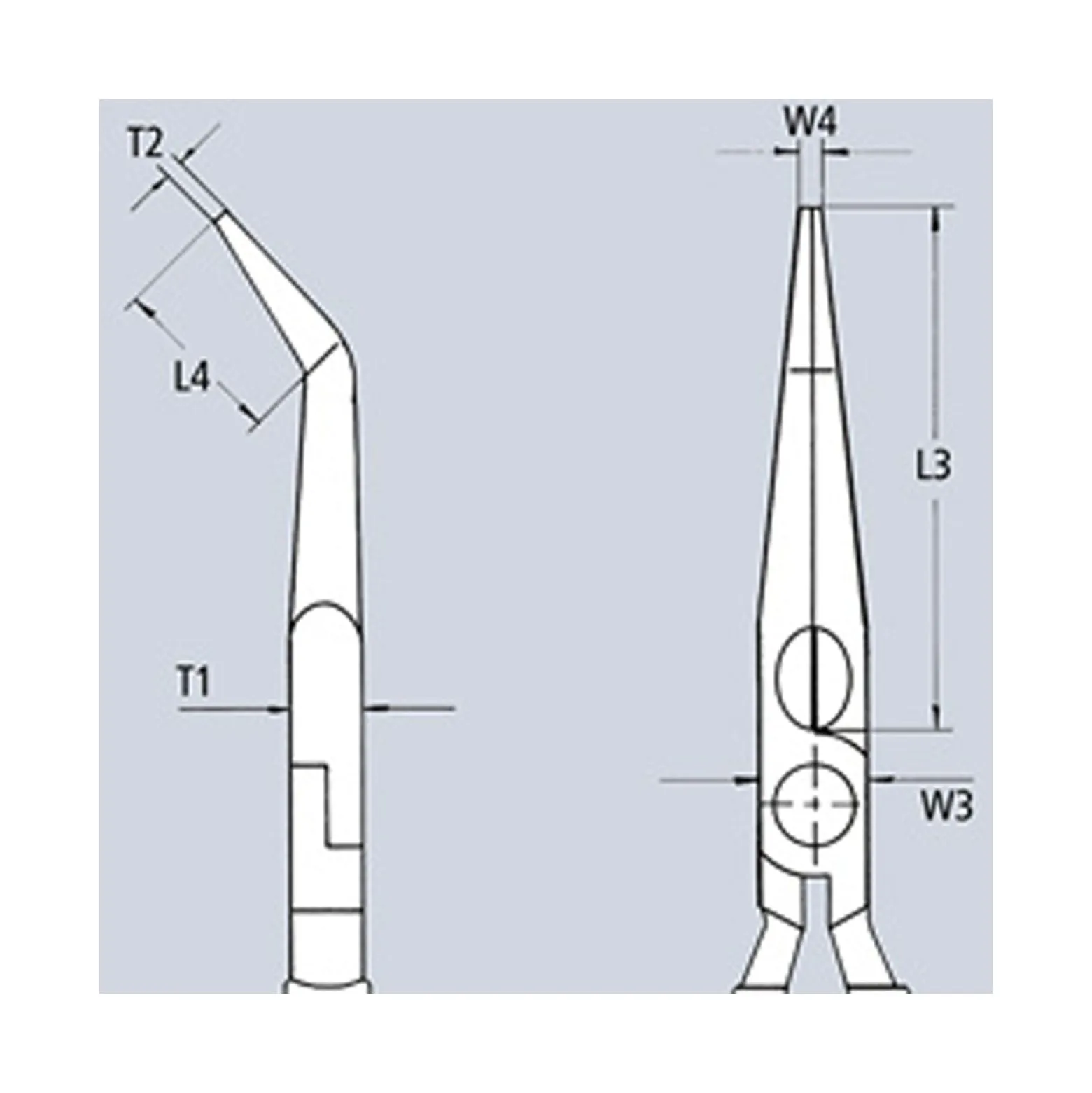 Knipex Montierzange mit Querprofilen, lange Ausführung, Spitze im 40° Winkel gebogen - 2881280