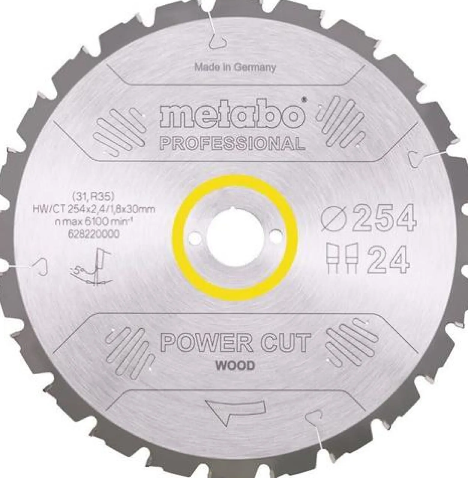 Kreissägeblatt power cut wood professional D254xB2,4xBohrung30mm 24Z. WZ 5Gr.neg