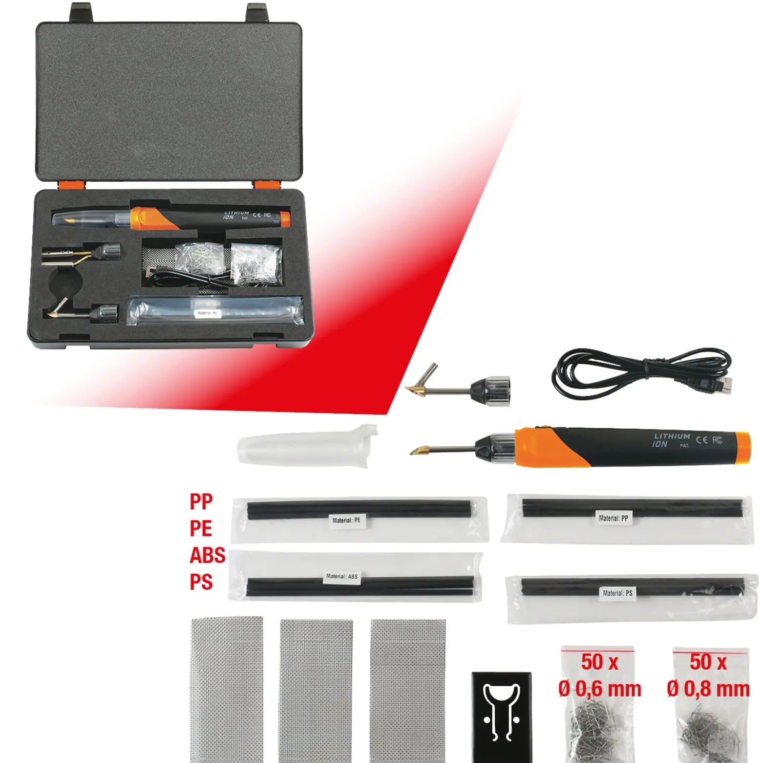 KS TOOLS Akku-Kunststoffreparatur-Satz 134tlg. - 150.1010