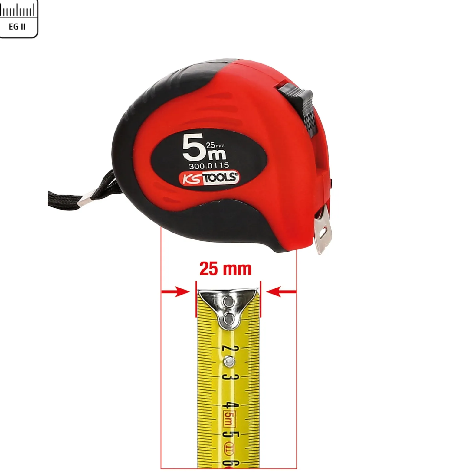 KS TOOLS Bandmaß mit Feststeller schwarz-rot 5m 25 mm - 300.0115