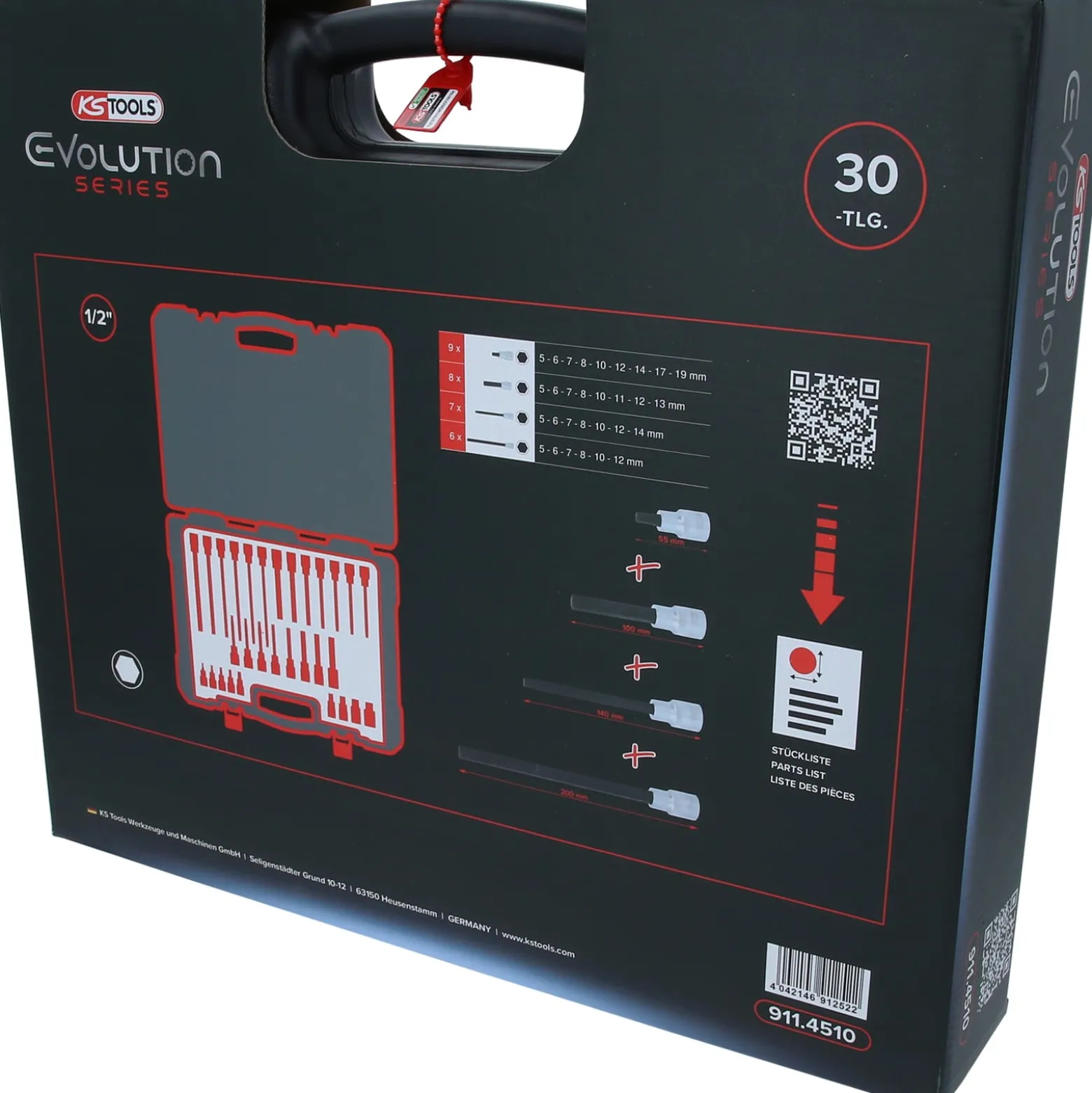 KS TOOLS 1/2" Bit-Stecknuss-Satz für Innensechskant-Schrauben 30tlg. - 911.4510