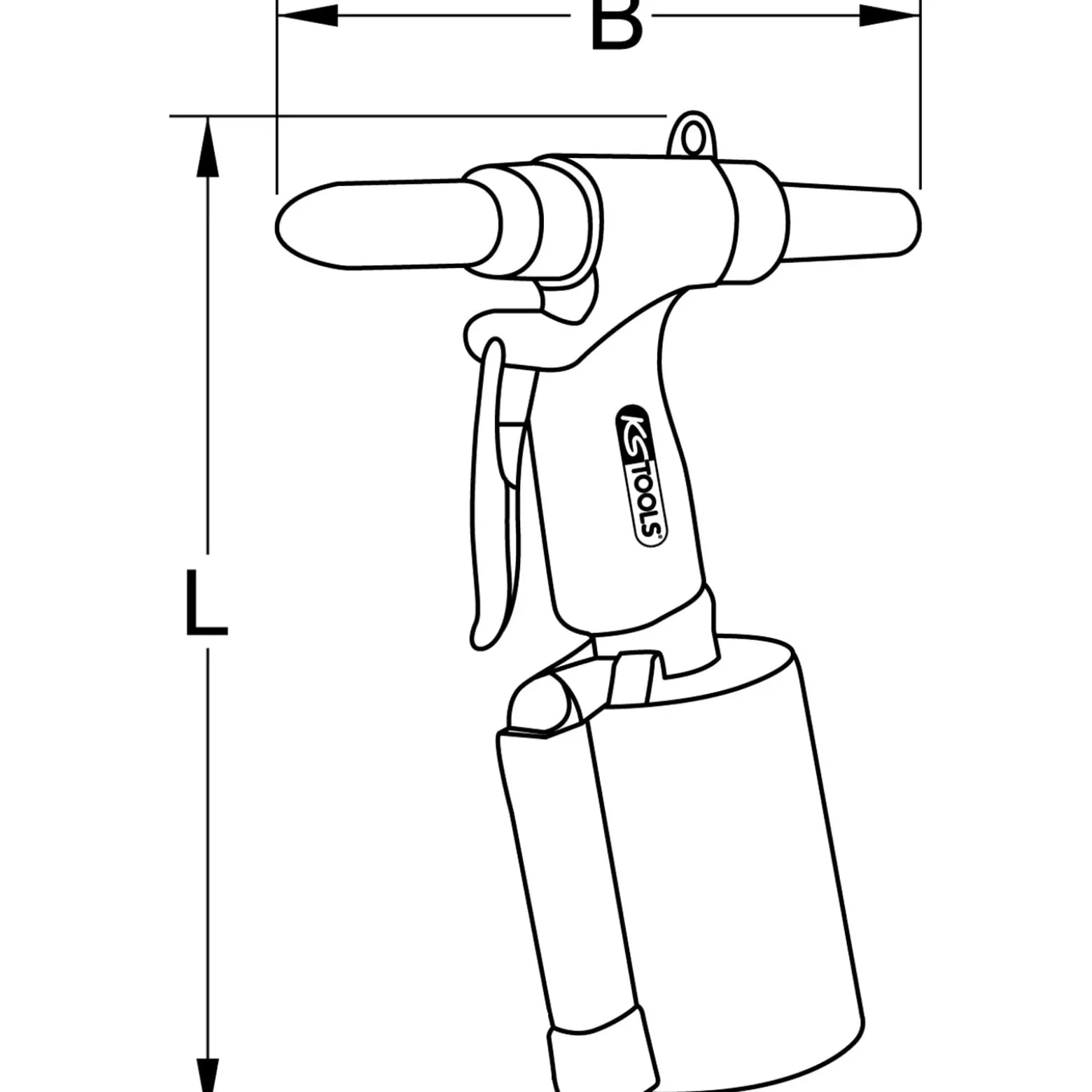 KS TOOLS Druckluft-Blindniet-Pistole 2,4-3,2-4-4,8-5,6-6,4 mm - 515.3101