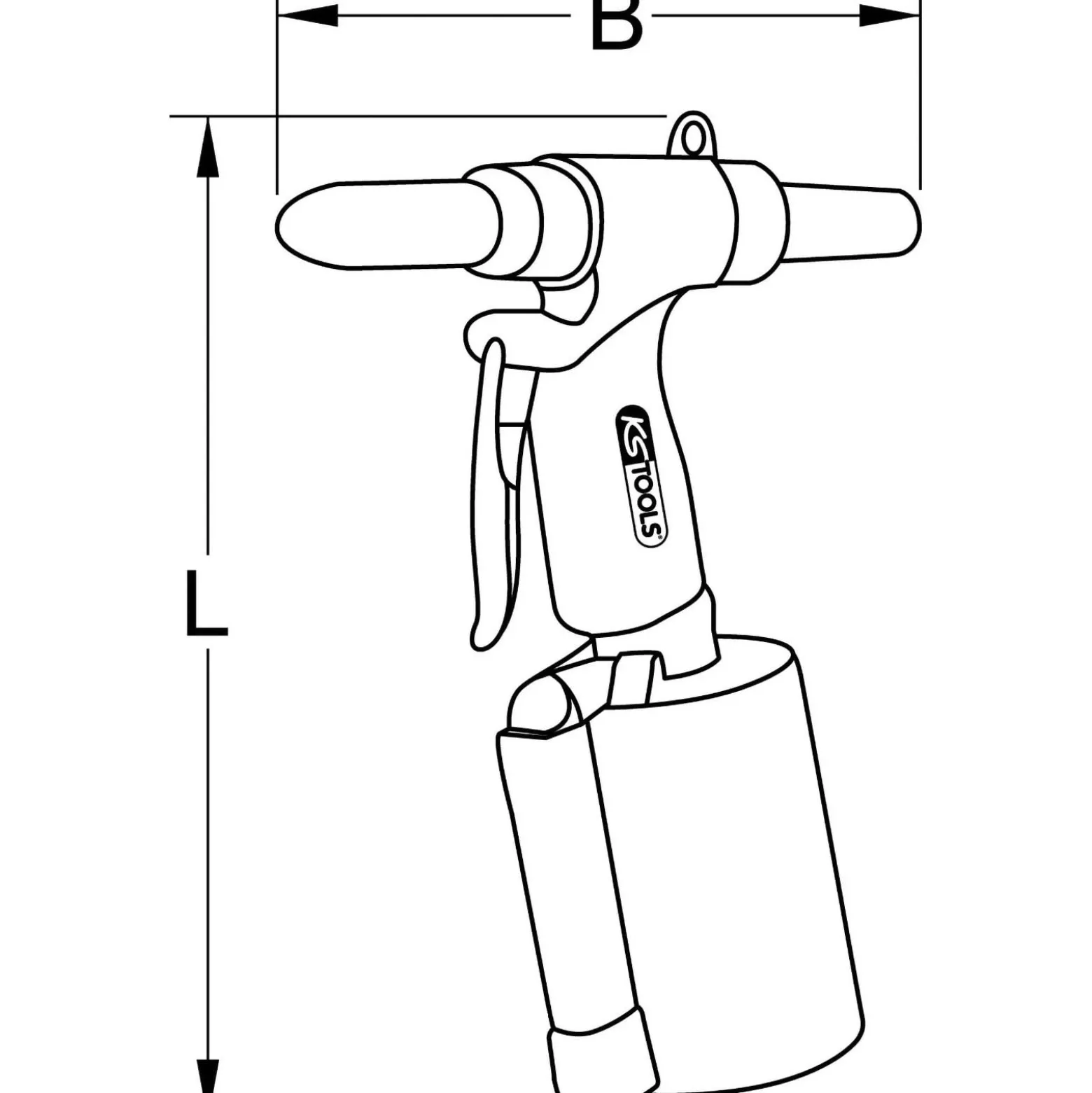KS TOOLS Druckluft-Blindniet-Pistole 2,4-3,2-4-4,8-5,6-6,4 mm - 515.3101