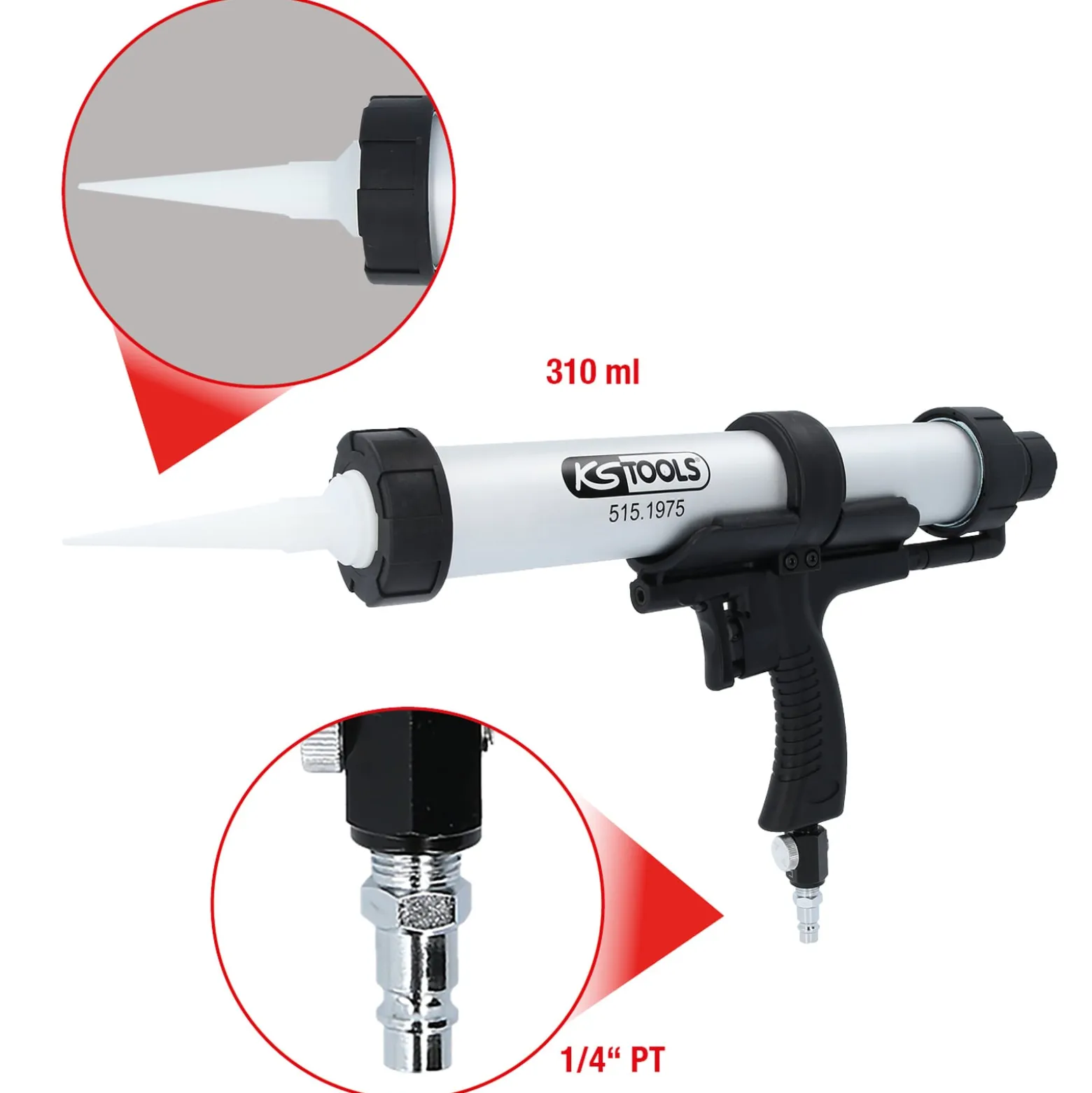 KS TOOLS Druckluft-Kartuschen-Pistole 310 ml- 515.1975