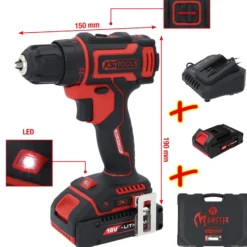 KS TOOLS eMONSTER Brushless-Akku-Bohr-Schrauber-Satz 4tlg. - 515.6400