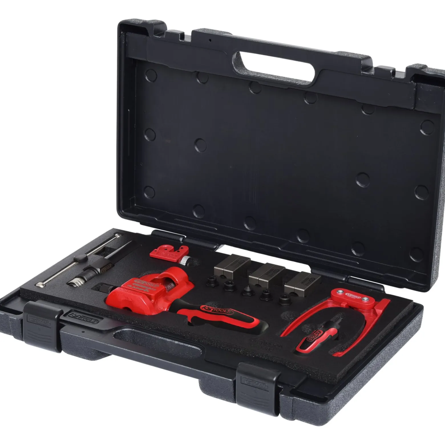 KS TOOLS Flarefix 1 Universal-Bremsleitungs-Bördelgerät-Satz mit Hydraulik-Spindel 16tlg. - 122.1290