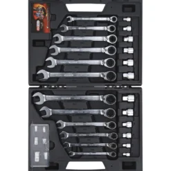 KS TOOLS GEARplus RINGSTOP-Ratschenringmaulschlüssel-Satz 30tlg. mit Adapter - 503.4960