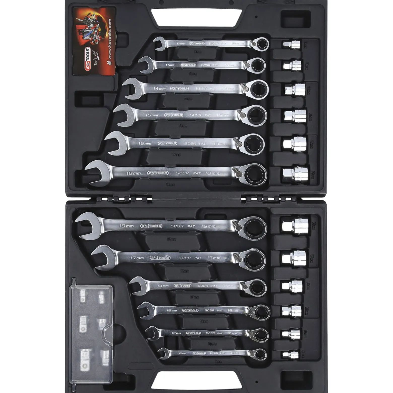 KS TOOLS GEARplus RINGSTOP-Ratschenringmaulschlüssel-Satz 30tlg. mit Adapter - 503.4960