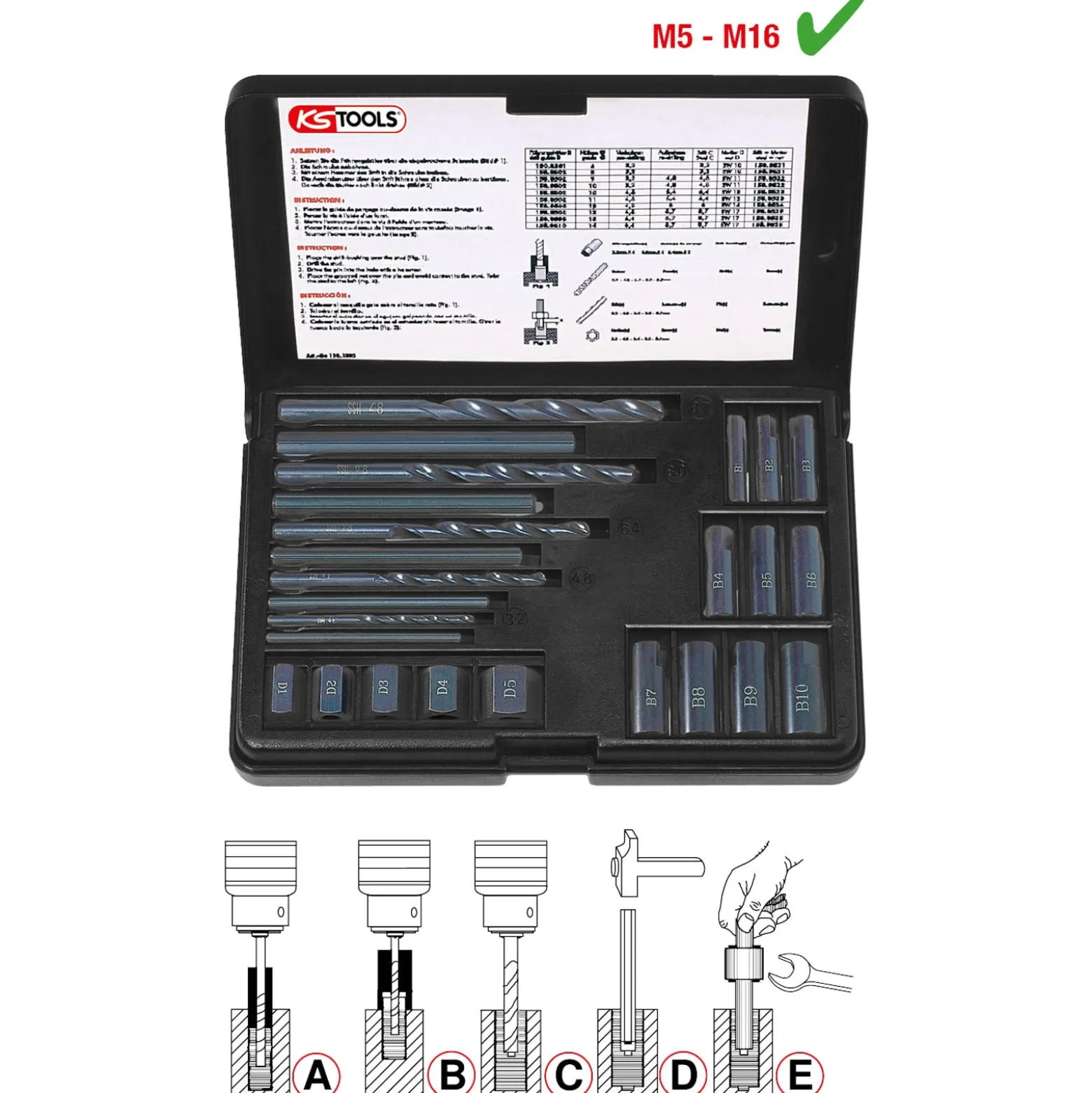 KS TOOLS Gewindeausdreh-Satz 25tlg. - 150.1305