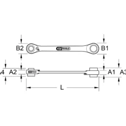 KS TOOLS 4 in 1 GEARplus umschaltbar Doppel-Ratschenringschlüssel 8 x 10 x 12 x 13 mm - 503.4656