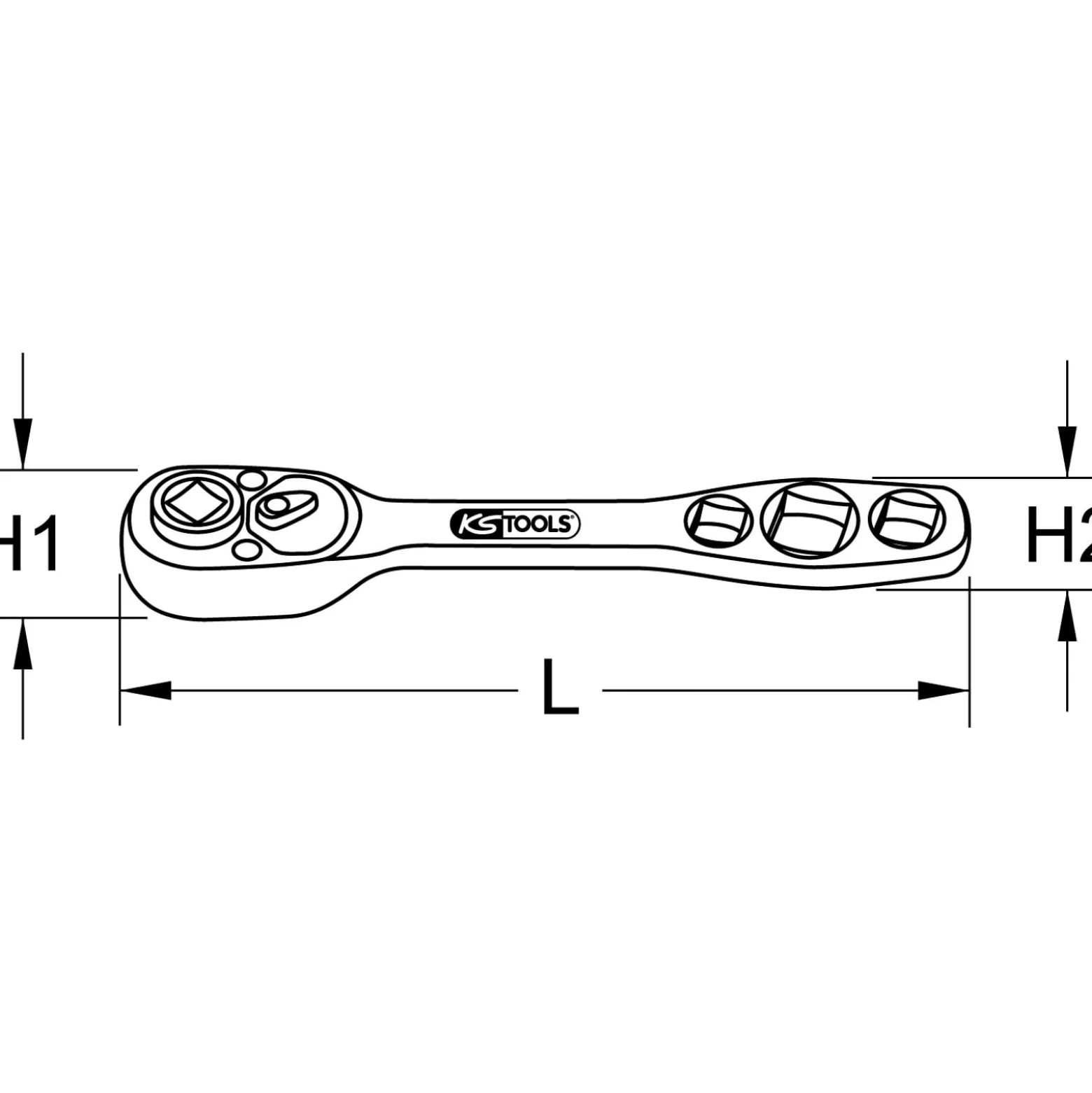 KS TOOLS 5 in 1 Kälte-Klima-Ratsche umschaltbar 157 mm - 130.0222