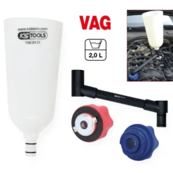 KS TOOLS Öl-Einfülltrichter-Satz mit drehbarem Winkelarm für VAG, 4-tlg - 150.9155