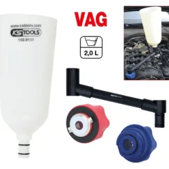 KS TOOLS Öl-Einfülltrichter-Satz mit drehbarem Winkelarm für VAG, 4-tlg - 150.9155
