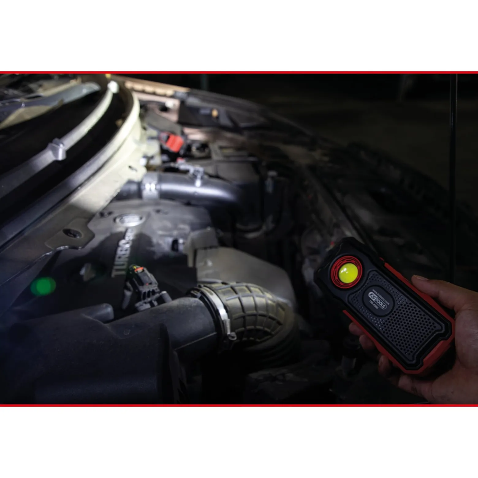 KS TOOLS Mobile Werkstatt-Handlampe 500 Lumen mit Bluetooth Lautsprecher knickbar - 150.4500