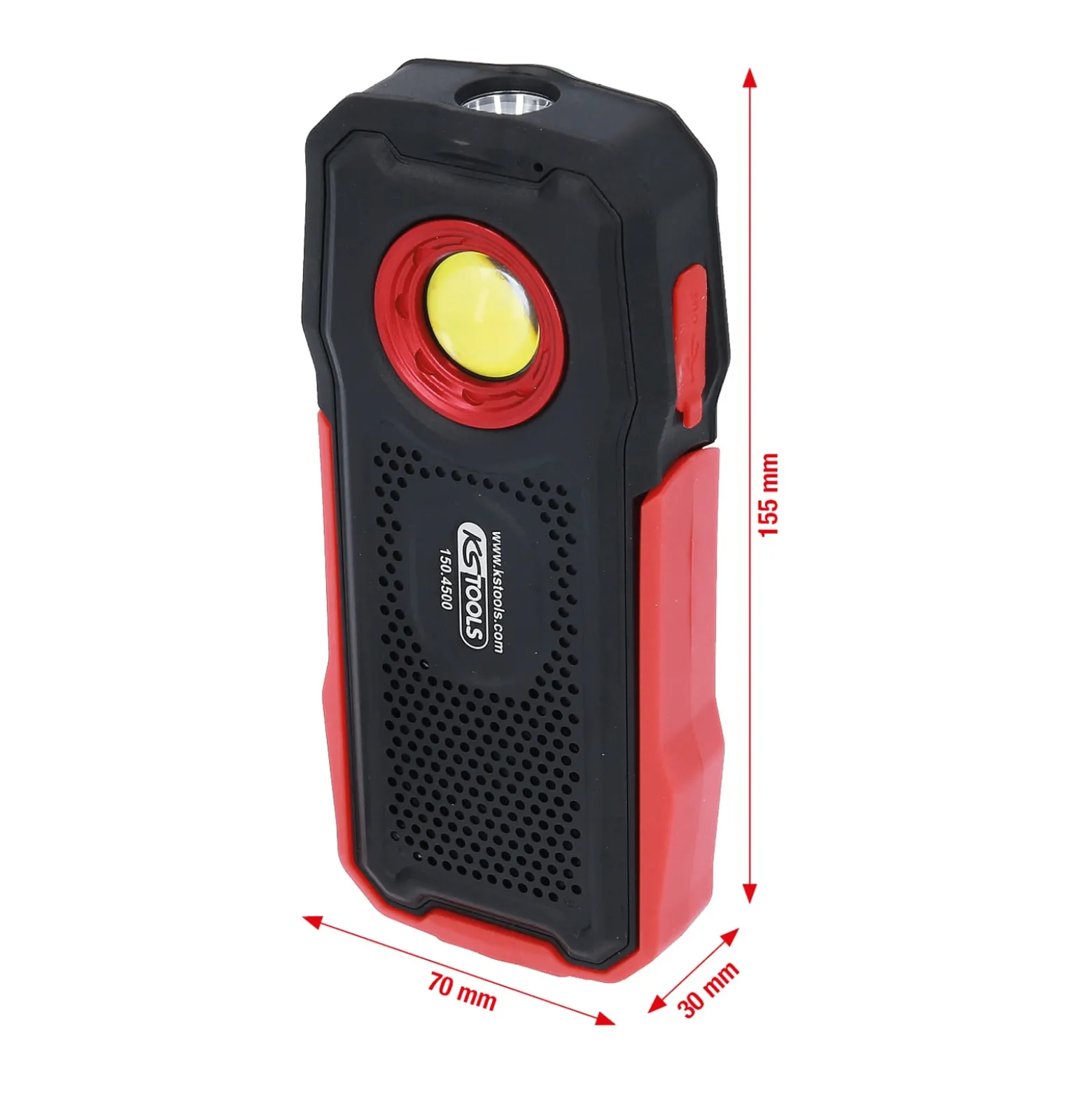 KS TOOLS Mobile Werkstatt-Handlampe 500 Lumen mit Bluetooth Lautsprecher knickbar - 150.4500