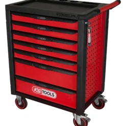 KS TOOLS RACINGline SCHWARZ/ROT Werkstattwagen mit 7 Schubladen - 826.0007