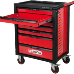 KS TOOLS RACINGline SCHWARZ/ROT Werkstattwagen mit 7 Schubladen - 826.0007