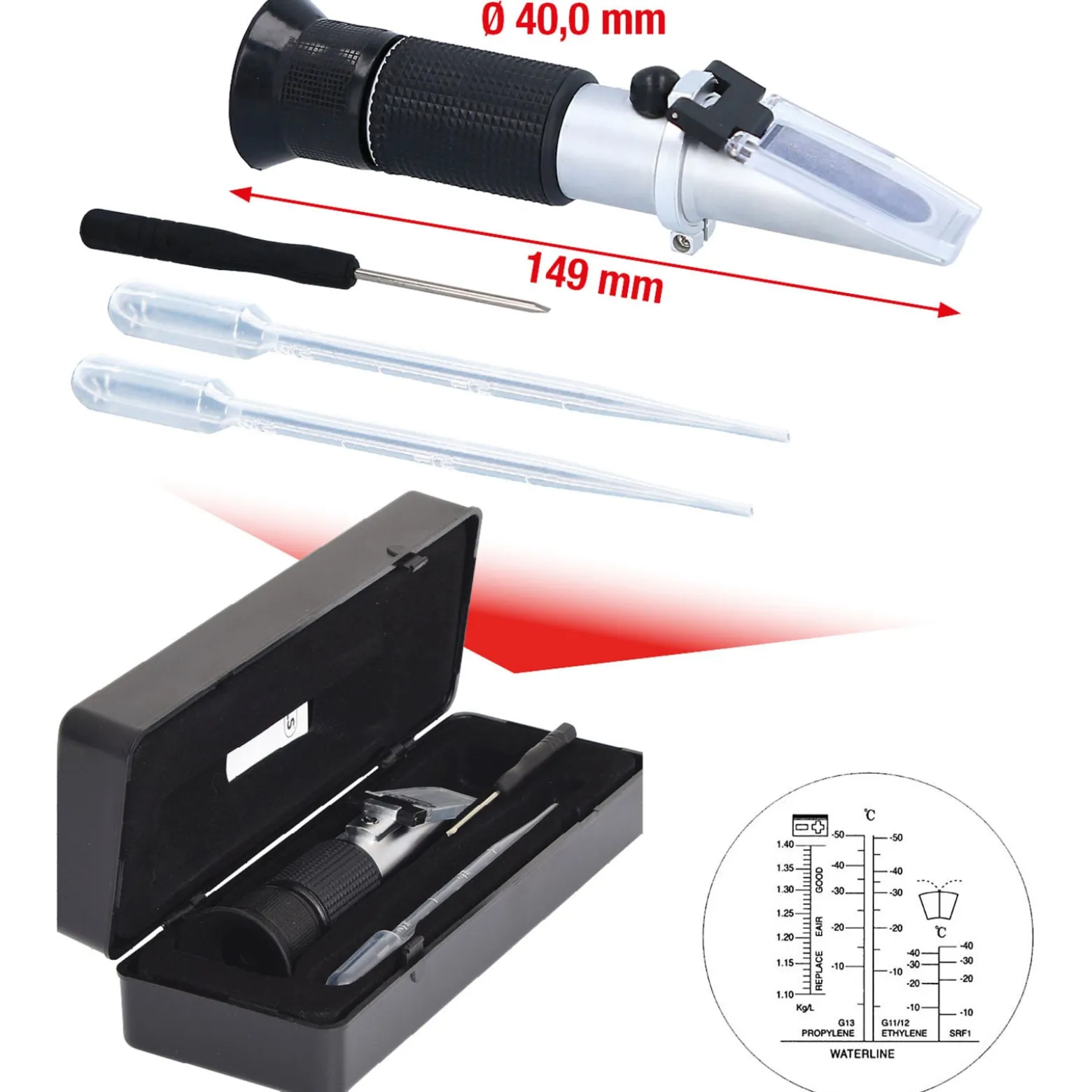 KS TOOLS Refraktometer Kühlflüssigkeit / Batteriesäure - 550.1290