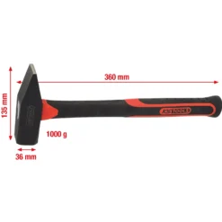 KS TOOLS Schlosserhammer mit Fiberglasstiel 1000g - 142.1401