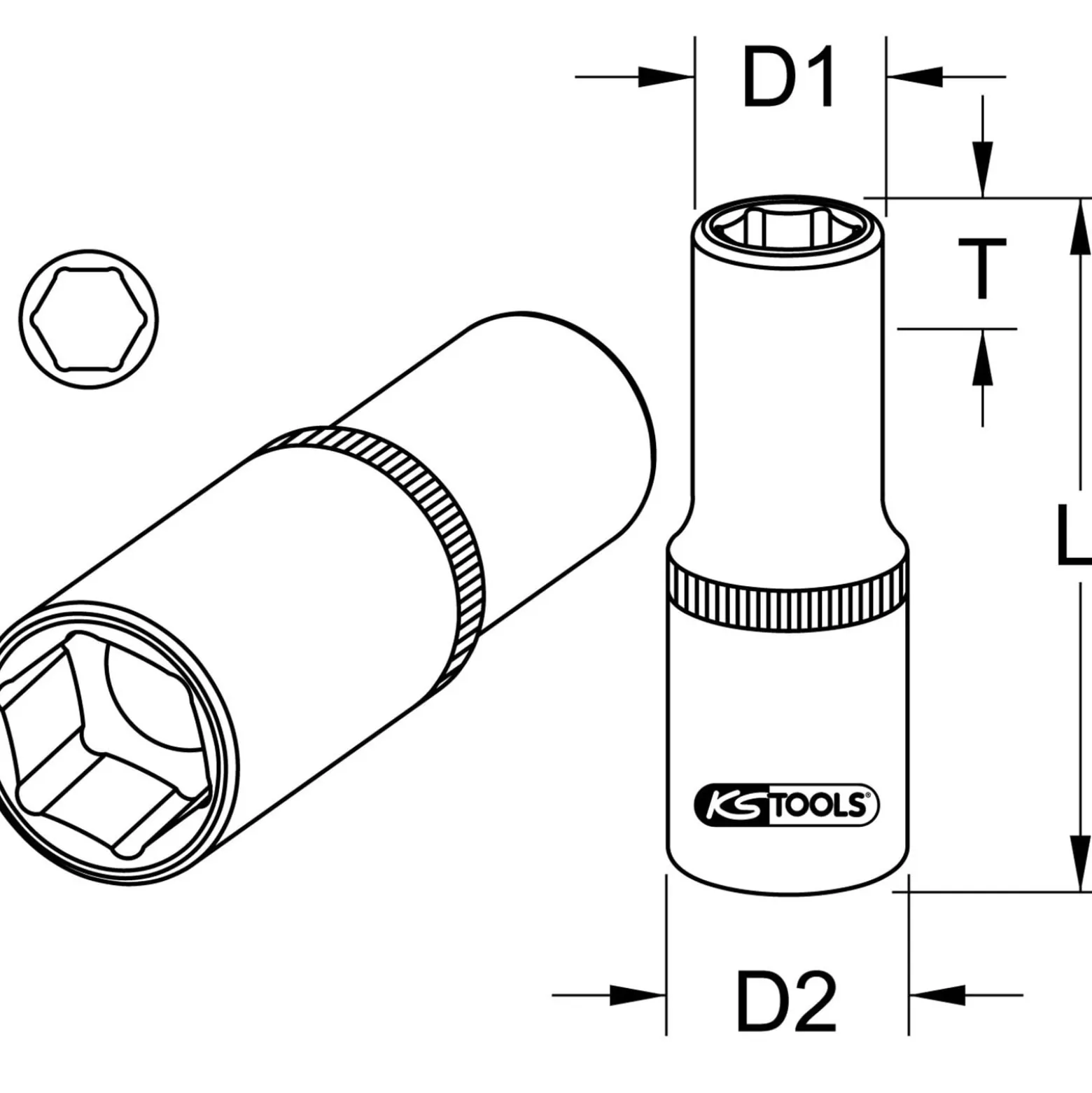 KS TOOLS 1/2" Sechskant-Stecknuss lang 27 mm - 917.1254